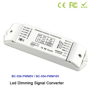 12V 24V LED-dimm signaali konverter BC-334 DIP lülitid välja 0/1-10V 5V analoog signaali PWM/10V PWM*4CH 40mA*4CH LED Lambid Dimmer
