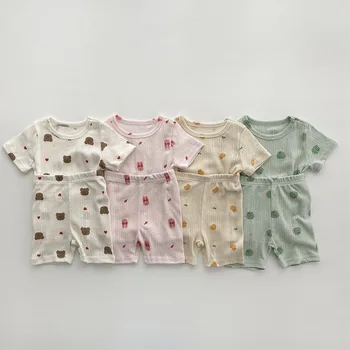 2023 Suvel Uus Beebi Riiete Komplekt Armas Karu Print T-Särk + lühikesed Püksid 2tk Sobiks Imiku Poiss Lühikesed Varrukad Set Cotton Baby Girl Varustus