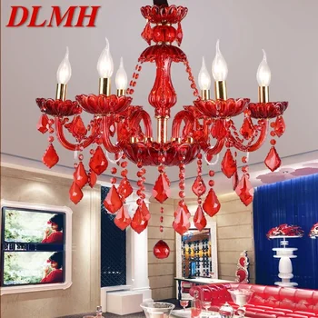 DLMH Euroopa Stiilis Crystal Sõltumatu Latern Punane Küünal Lamp, Luksuslik elutuba Restoran Magamistuba Villa Lühter