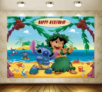 Isiku Tausta Disney Lilo & Stitch Pulm Teenetemärgi Laste Sünnipäeva Photozone Custom Tausta Seina Kaunistused Sündmus
