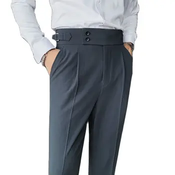 Kärbitud Man Ülikond Püksid Kõrge Vöökoht Pulmas Peigmees Pool Kleit Office Ametlik Meeste Ülikond Pliiats Pant Slim Fit Casual Meeste Püksid