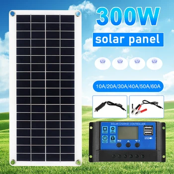 Päikesepaneel 300W eest 12V Aku Dual USB 10A 60A Töötleja Solar Cell Power Bank Telefoni Koju Väljas Telkimine