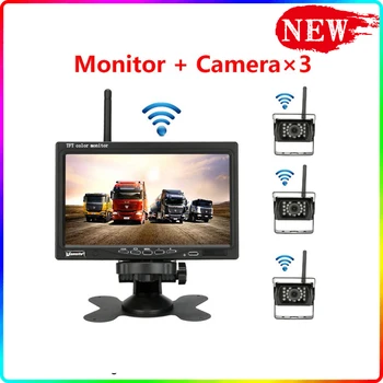 Traadita Tagurpidi Kaamera, 7 tolline LCD-Ekraan HD tagurdamiskaamera Veoautodele, Buss, Haagis, Ekskavaator 2.4 GHz Traadita tahavaate Kaamera