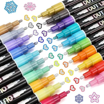Virvendama Sm Doodle Ülevaade Dazzles: 20 Värvid Metallik Topelt Rida Glitter Pen Set Super Squiggles Dazzlers Vastupidav