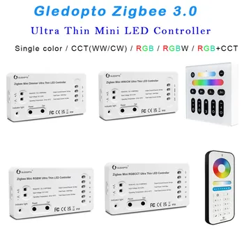 Zigbee 3.0 Mini Ultra-Õhuke LED Riba, Kontroller Gledopto Ühte värvi/TOLLITARIIFID/RGB/RGBW/RGB+CCT Light Dimmer 2.4 G RF Remote KS 5~24V